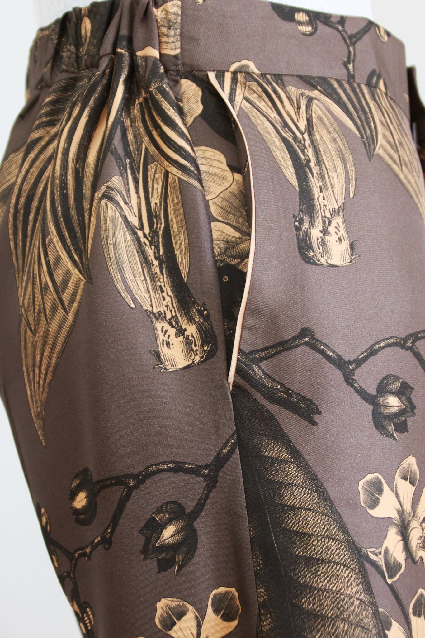 Katyusha Terracote Birds twill silk pants