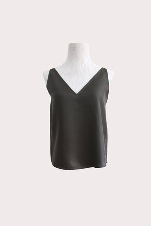 Katyusha Charcoal Black twill silk top